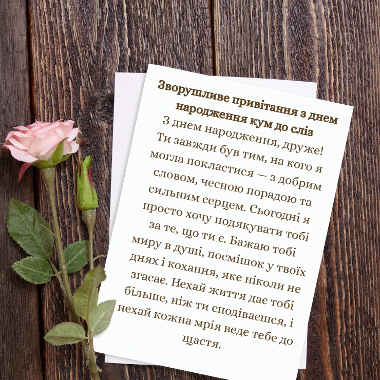 Зворушливе привітання з днем народження кум до сліз