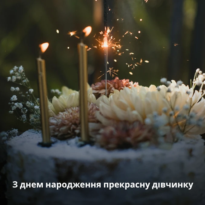 Привітання з днем народження дівчині та квітами