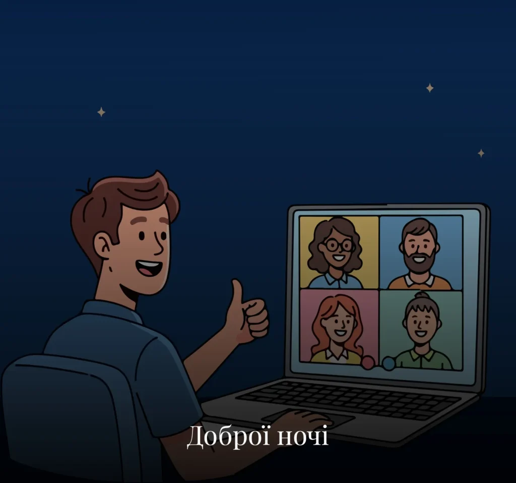 Листівки на добраніч для колег